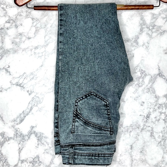 Vanilla Star Y2K Acid Wash Crackle Skinny Denim Jeans Girls 12 - Picture 9 of 9